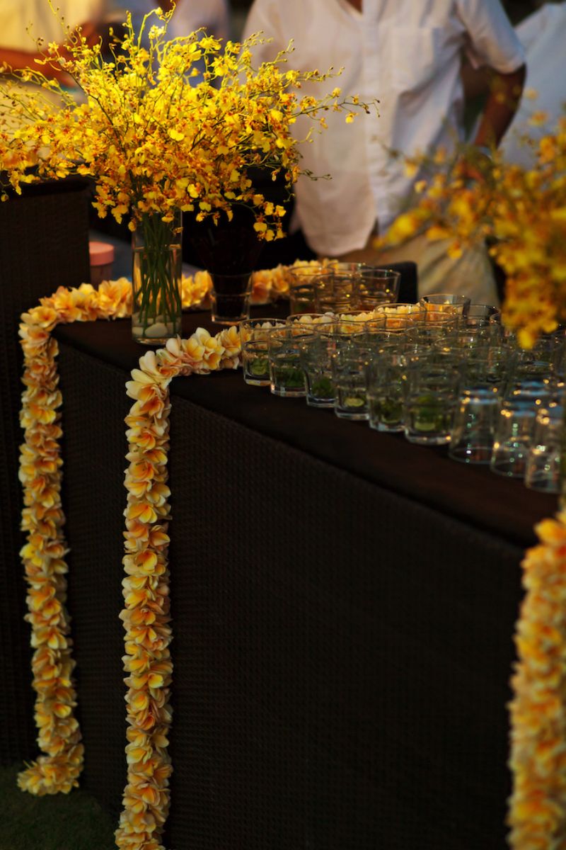 frangipani table decoration destination wedding bali